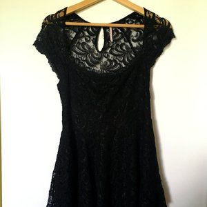 Free People Black Lacey Cocktail Dress